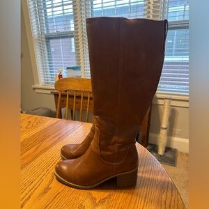 Brown Leather Knee-High Boots